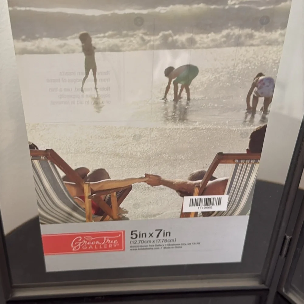 NWT Green Tree Gallery Chrome 5x7 Double Picture Frame Slide In